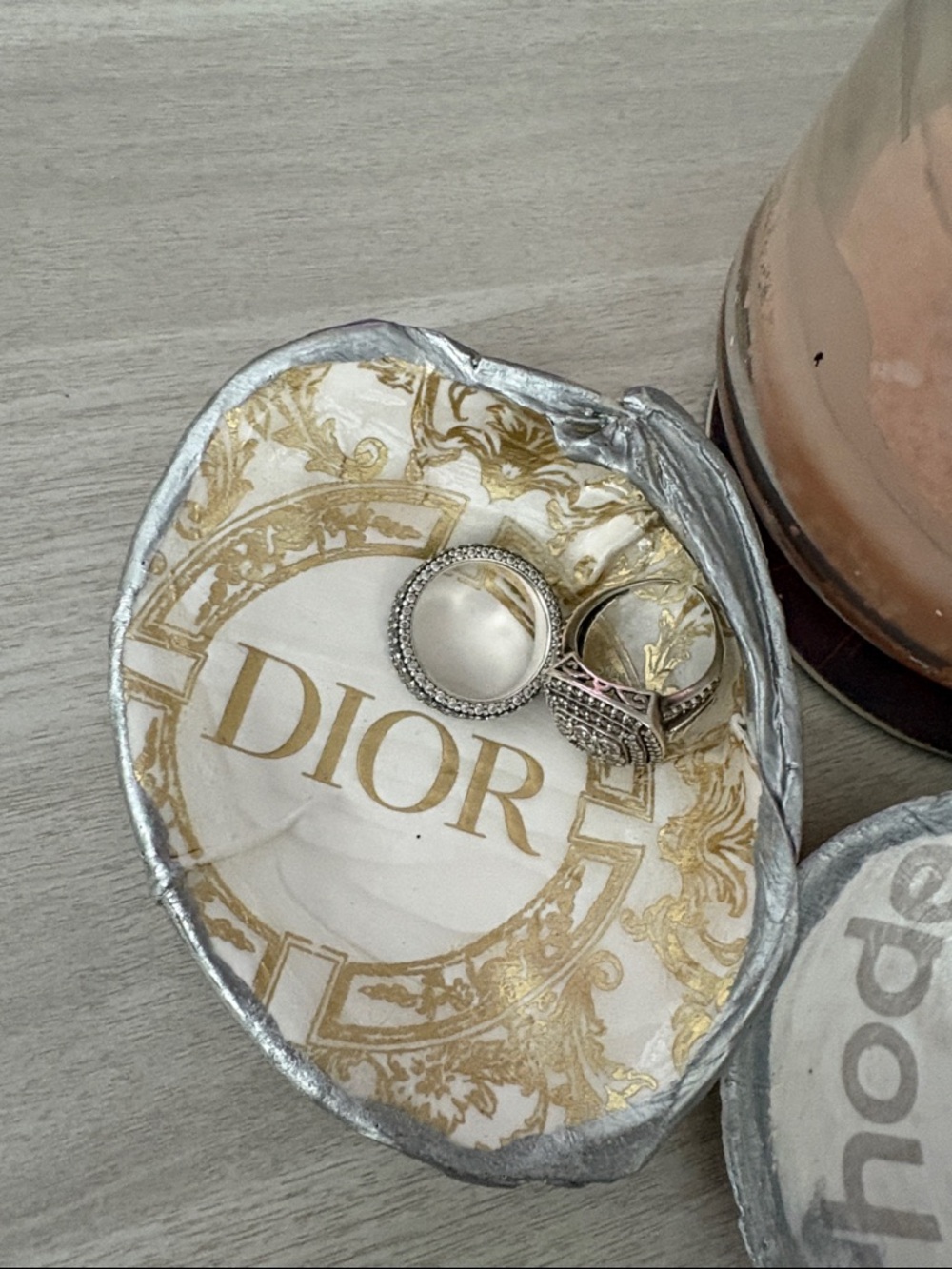 Dior Gold & White Ceramic Jewelry Dish